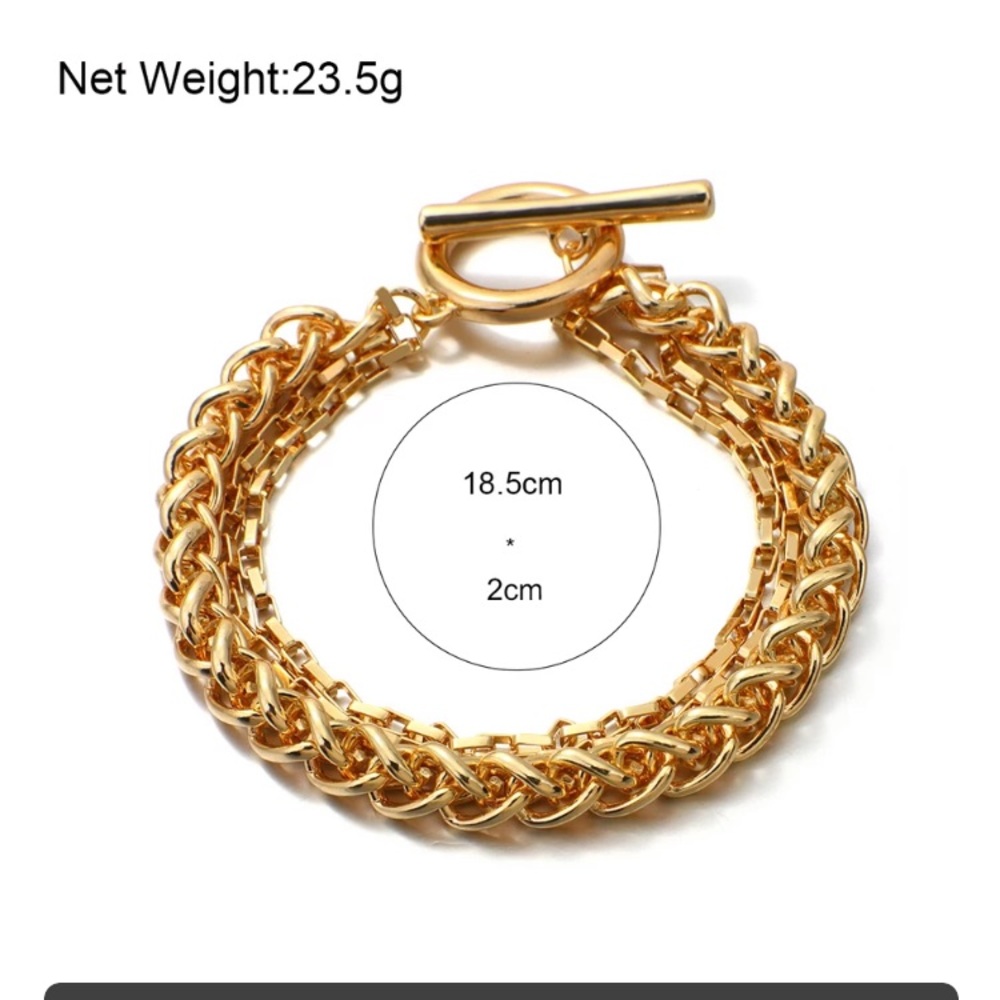 Fashion Thick Multi Layer Gold Tone Bracelet - Picture 2 of 5